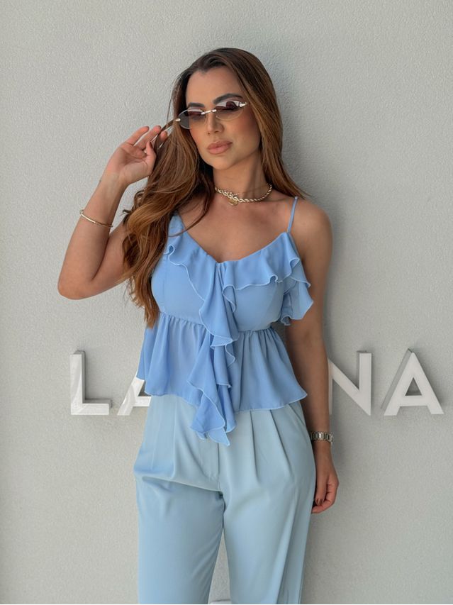 Blusa Alça Babado Solange Azul