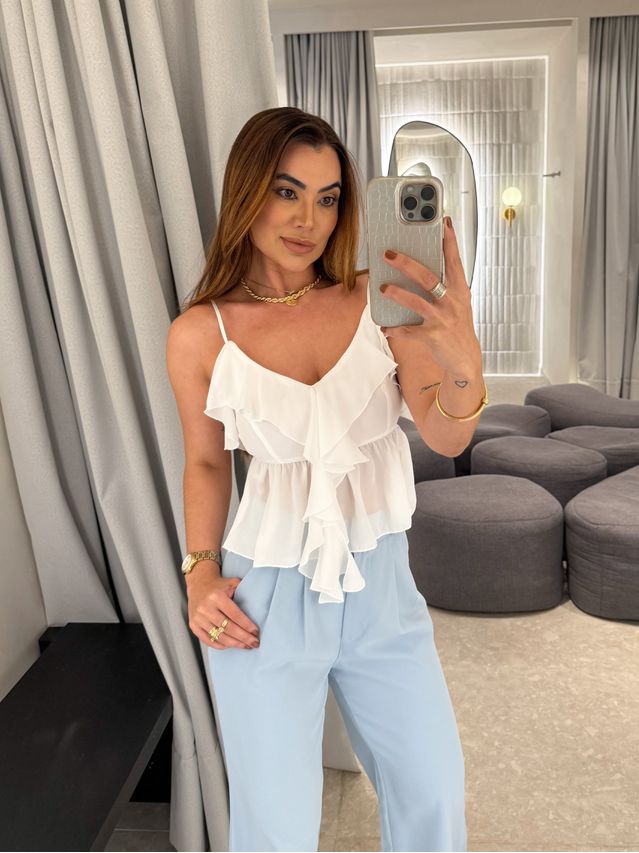 Blusa Alça Babado Solange Branco