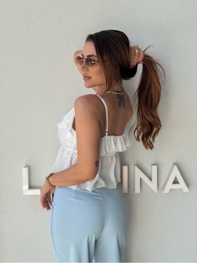 Blusa Alça Babado Solange Branco