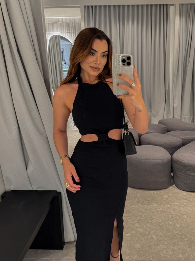 Vestido Canelado Zuri Preto