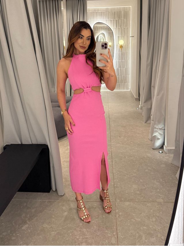 Vestido Canelado Zuri Rosa