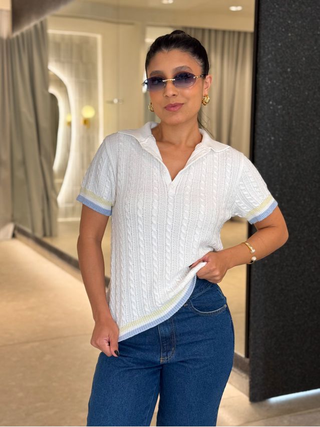 Blusa Gola Polo Bianca Off