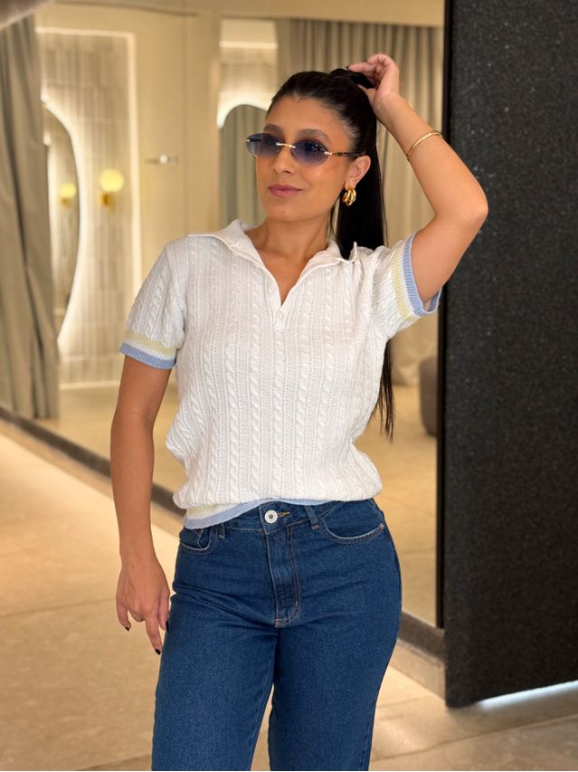Blusa Gola Polo Bianca Off