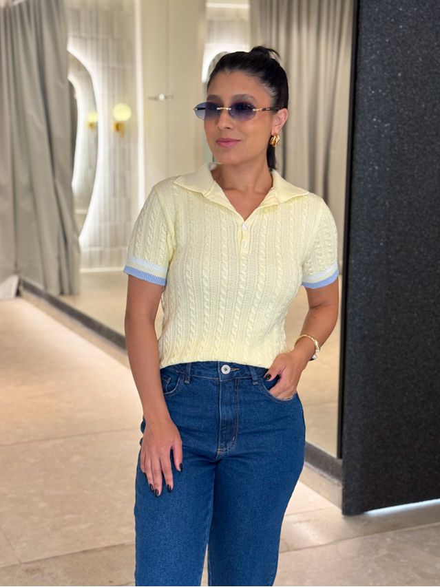 Blusa Gola Polo Bianca Manteiga
