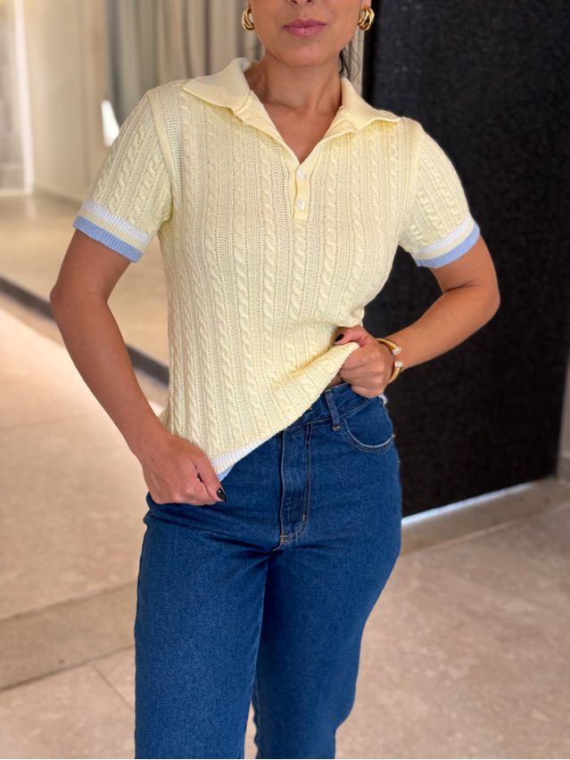 Blusa Gola Polo Bianca Manteiga