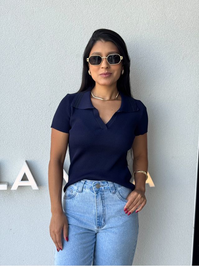 Blusa Gola Polo Nalla Marinho