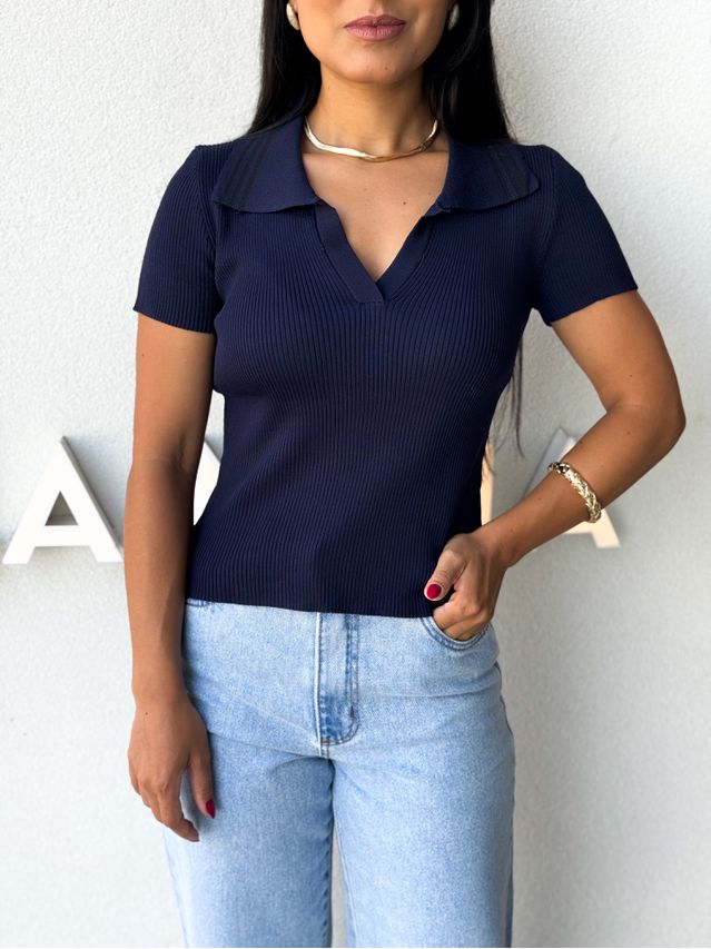 Blusa Gola Polo Nalla Marinho