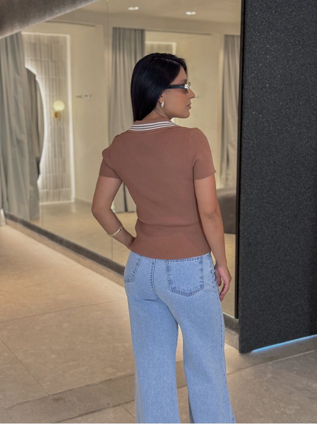 Blusa Gola Polo Nalla Cappuccino