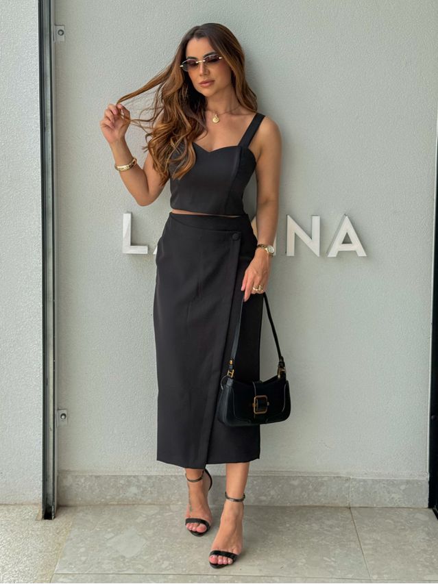 Saia Midi Mila Preta