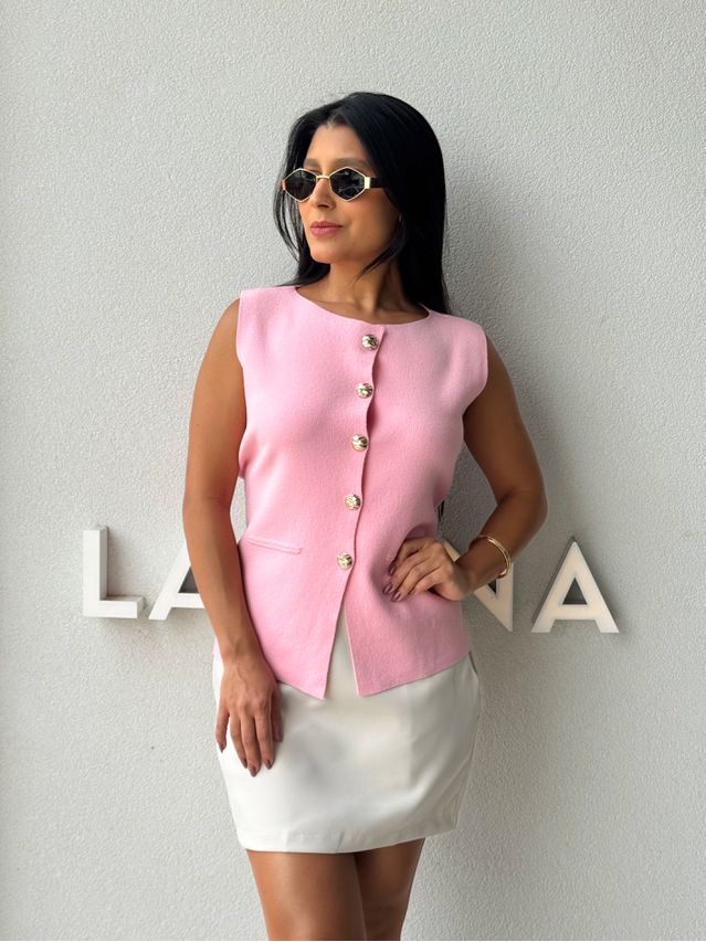 Colete Tricot Mara Rosa