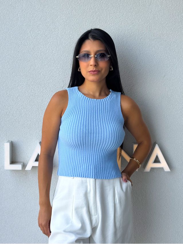 Cropped Tricot Celinne Azul Bebê 