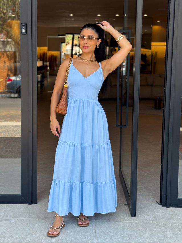 Vestido Midi Atenas Azul