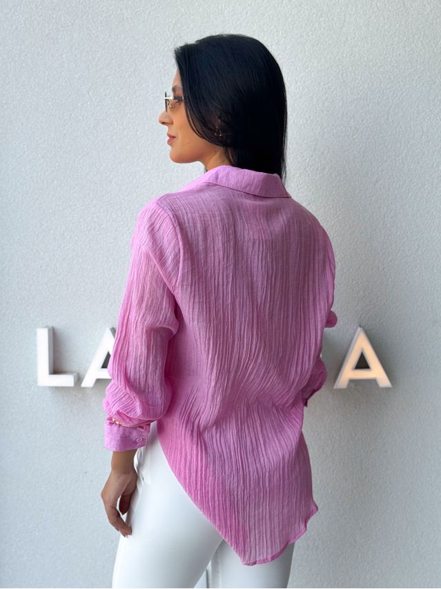 Camisa Viscolinho Aline Rosa