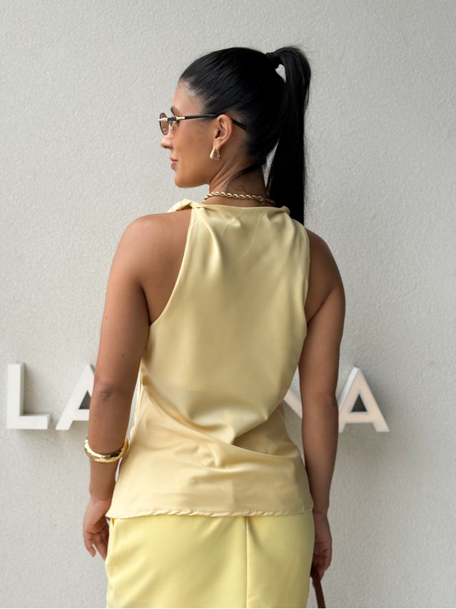 Blusa Cetim Fabricia Manteiga