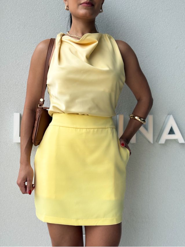 Blusa Cetim Fabricia Manteiga