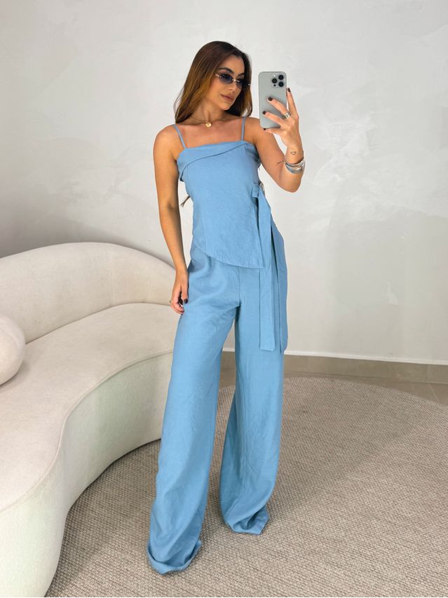 Macacão Fivela Monique Azul Petróleo 