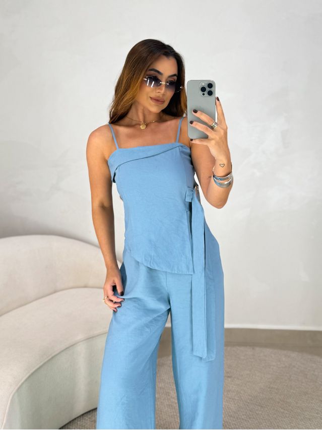 Macacão Fivela Monique Azul Petróleo 