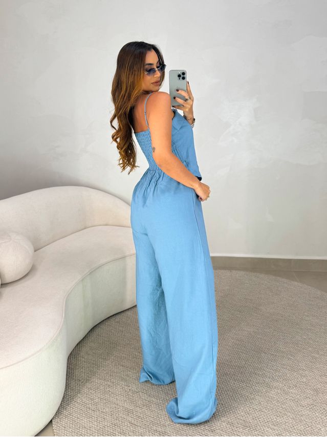 Macacão Fivela Monique Azul Petróleo 