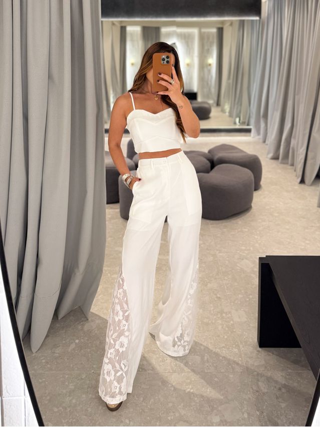 Conjunto Calça Rendado Daiane Branco