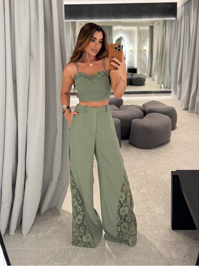Conjunto Calça Rendado Daiane Verde