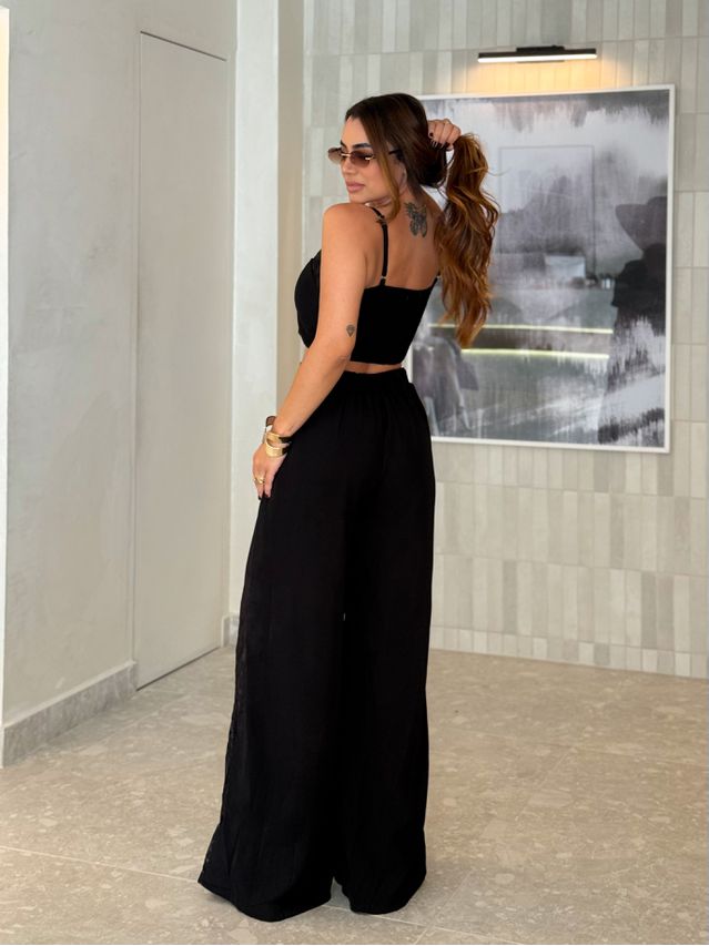 Conjunto Calça Rendado Daiane Preto