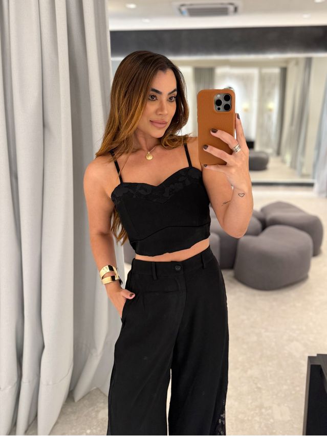 Conjunto Calça Rendado Daiane Preto