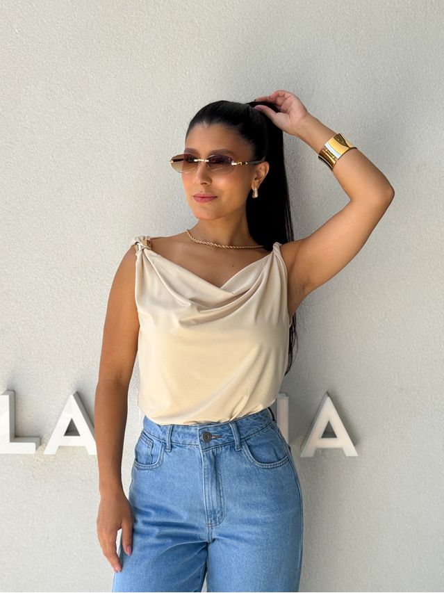 Blusa Ombro a Ombro Emília Areia 