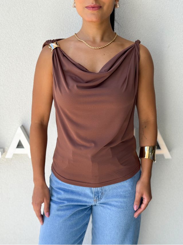 Blusa Ombro a Ombro Emília Café 