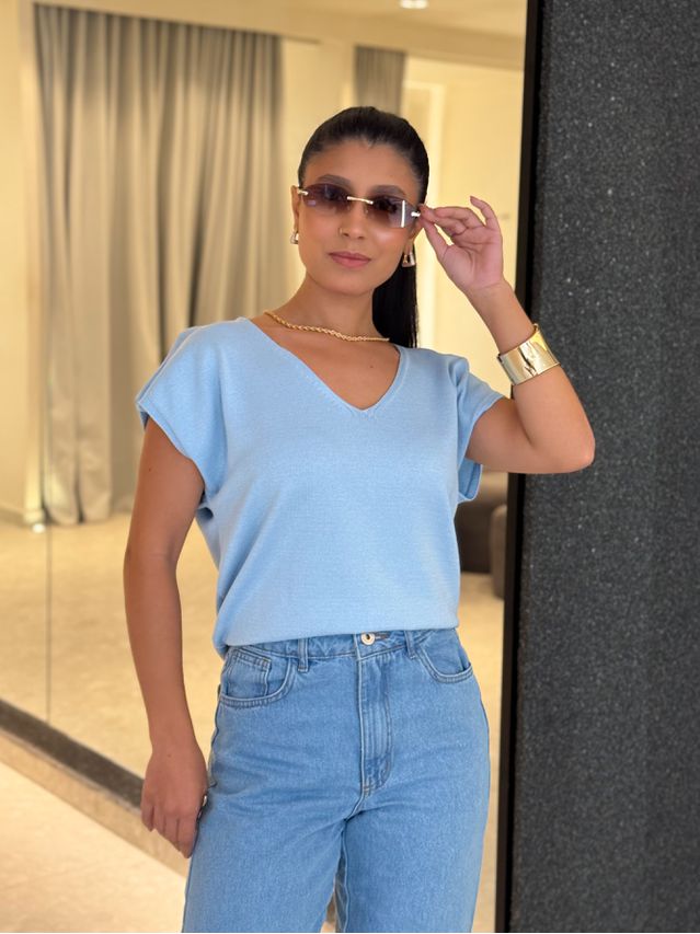 Blusa Decote Eliane Azul