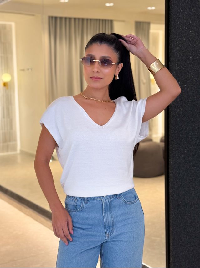 Blusa Decote Eliane Branca