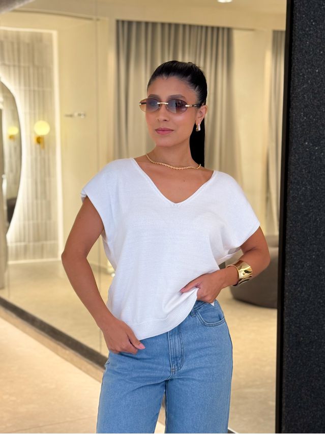 Blusa Decote Eliane Branca