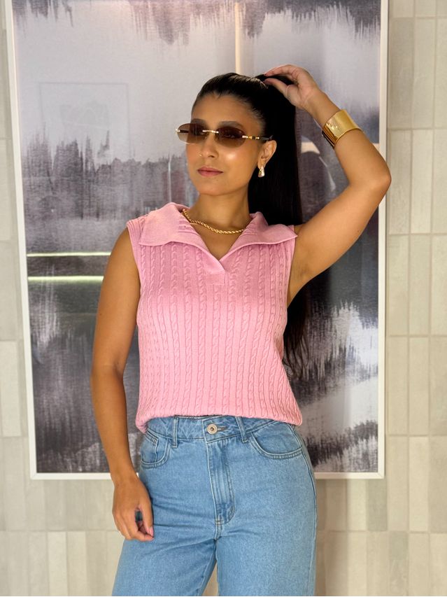 Blusa Gola Polo Pamela Rosa
