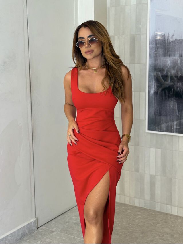 Vestido Midi Ananda Vermelho