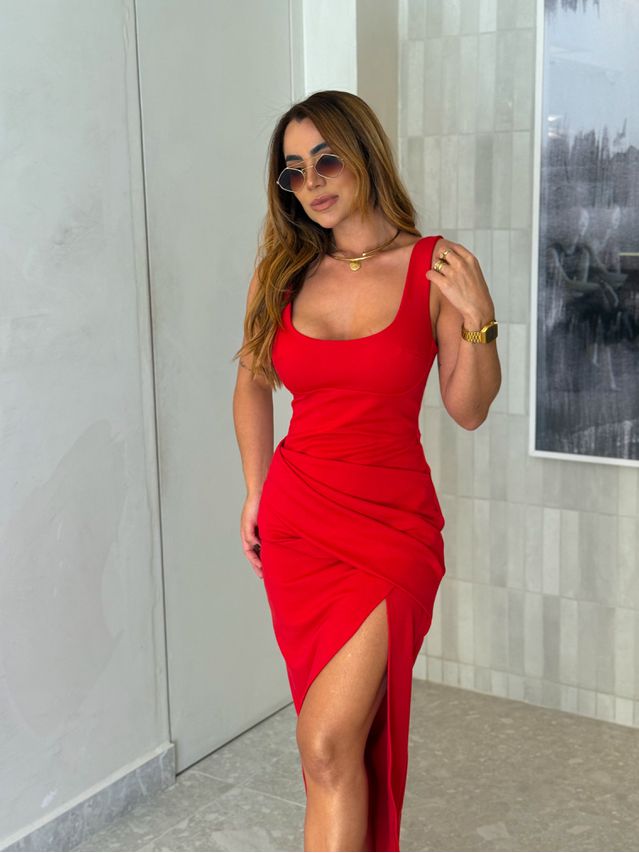 Vestido Midi Ananda Vermelho
