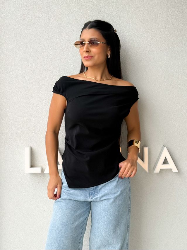 Blusa Assimétrica Lila Preta