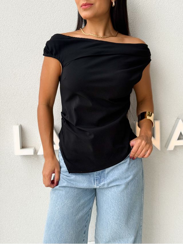 Blusa Assimétrica Lila Preta