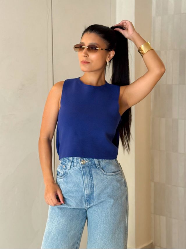 Blusa Laço Sandra Azul 