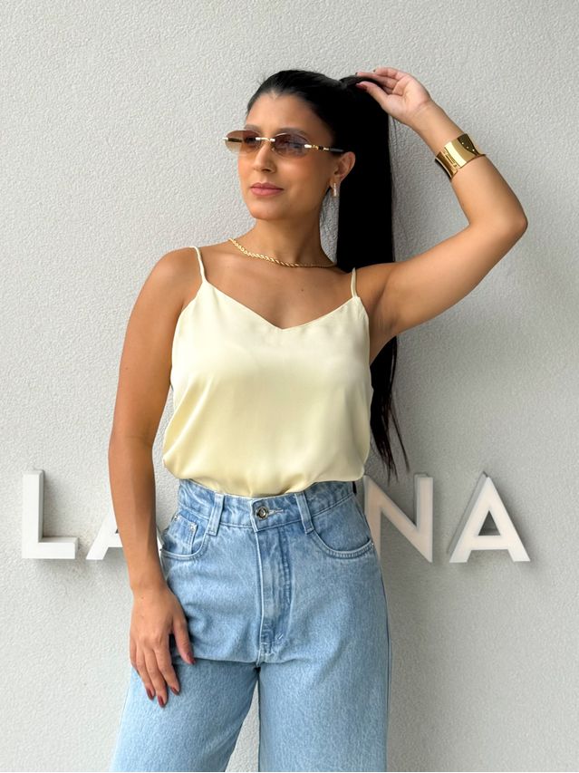 Blusa Cetim Cristiane Manteiga