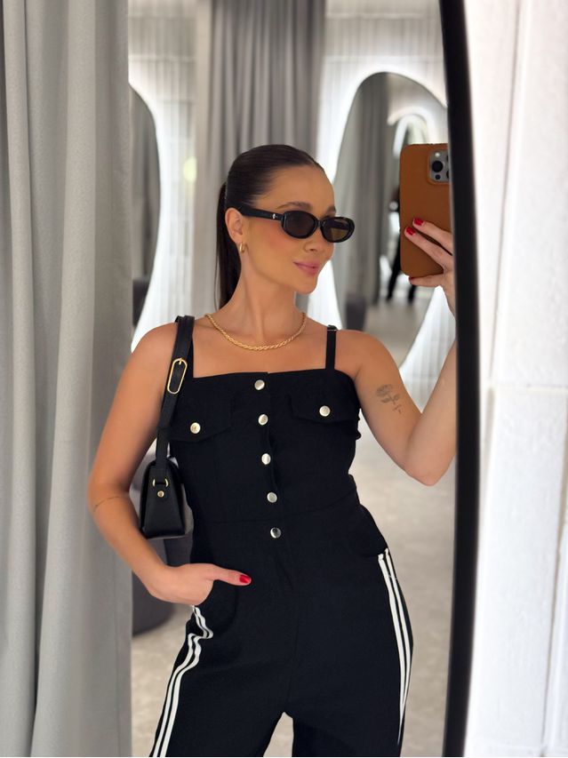 Macacão Listra Marina Preto