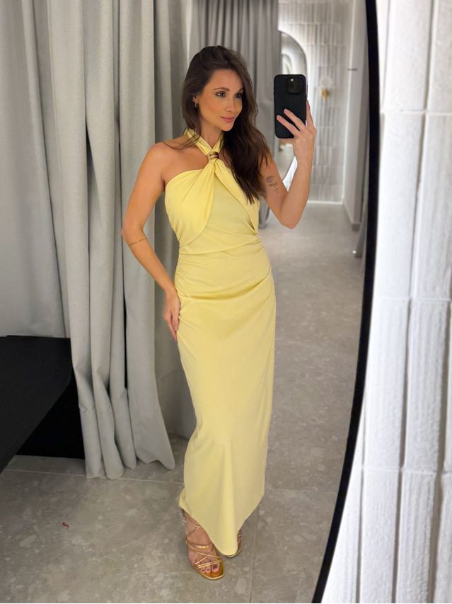 Vestido Midi Natasha Amarelo 
