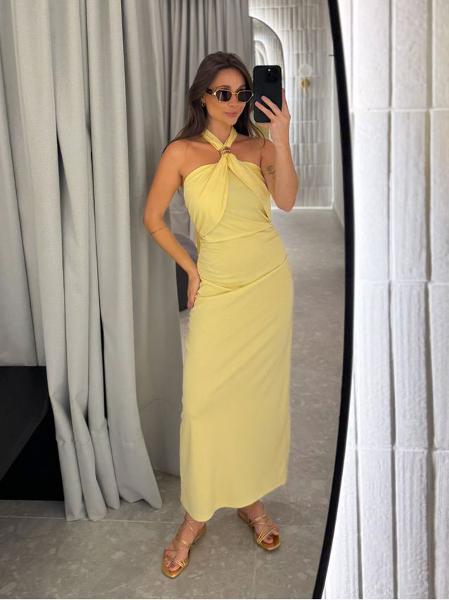 Vestido Midi Natasha Amarelo 