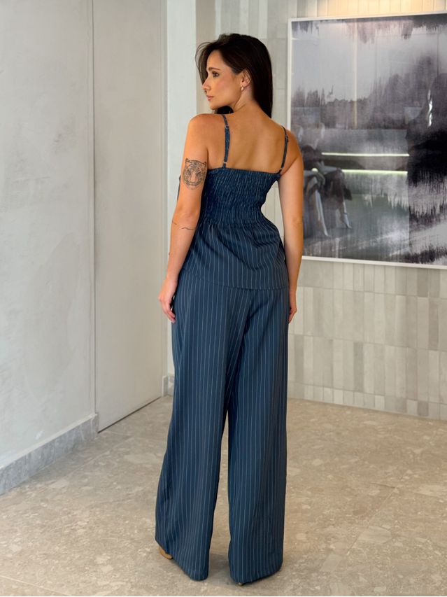 Conjunto Risca de Giz Laisa Azul Petróleo