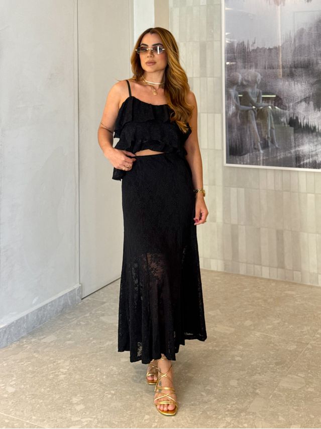 Conjunto Rendado Dara Preto