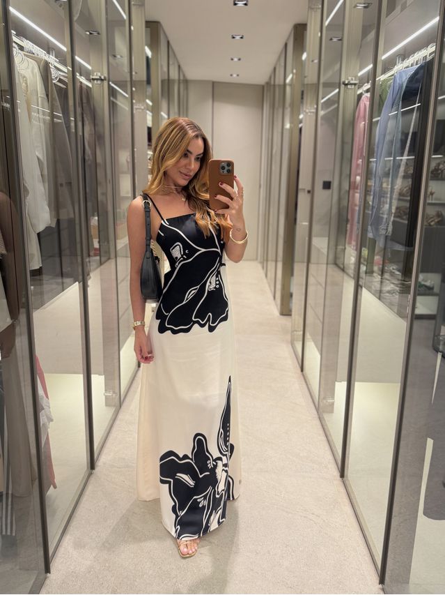 Vestido Longo Estampado Zoe Preto