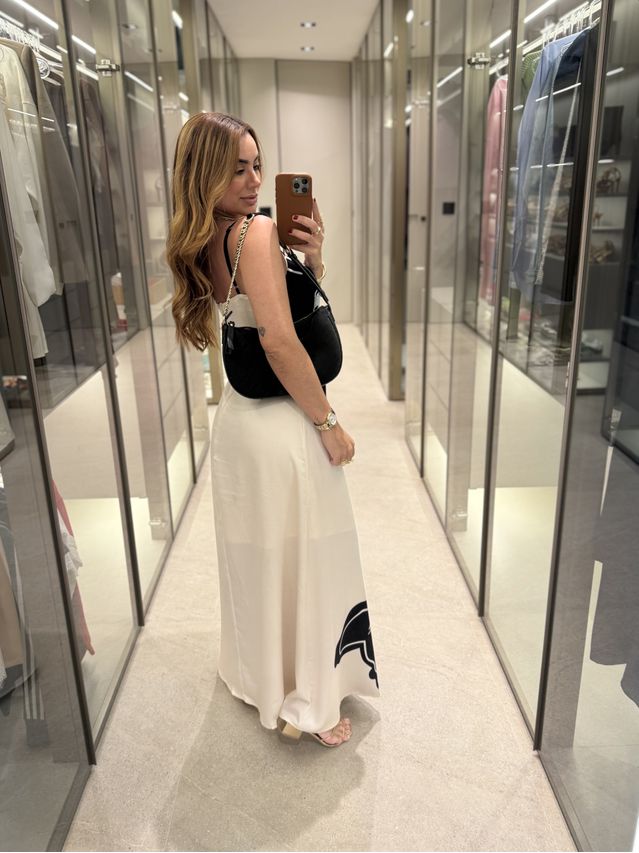 Vestido Longo Estampado Zoe Preto