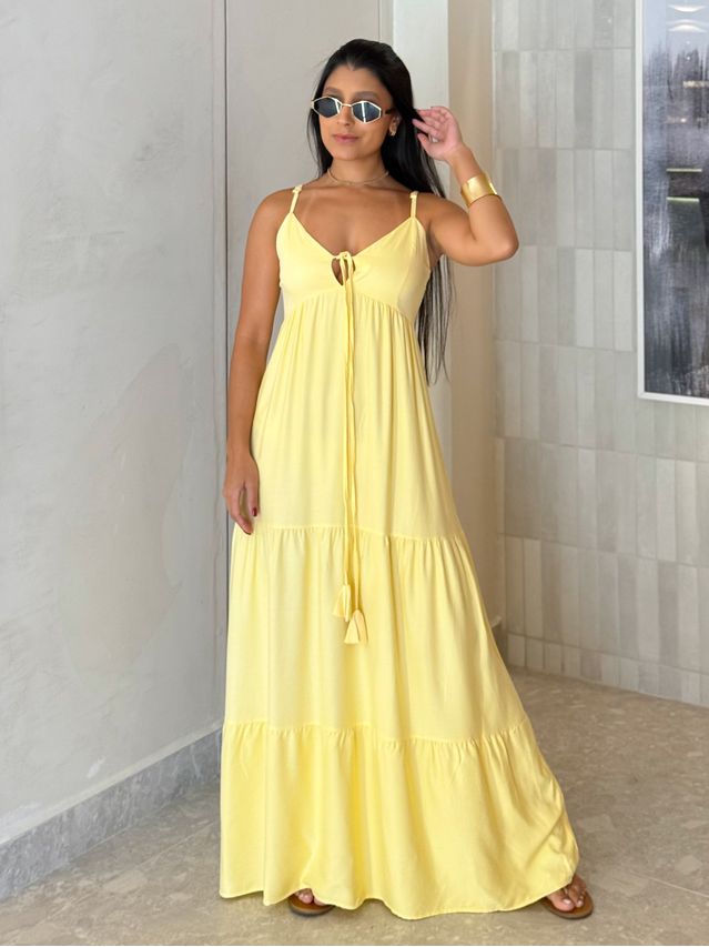 Vestido Viscolinho Louise Amarelo