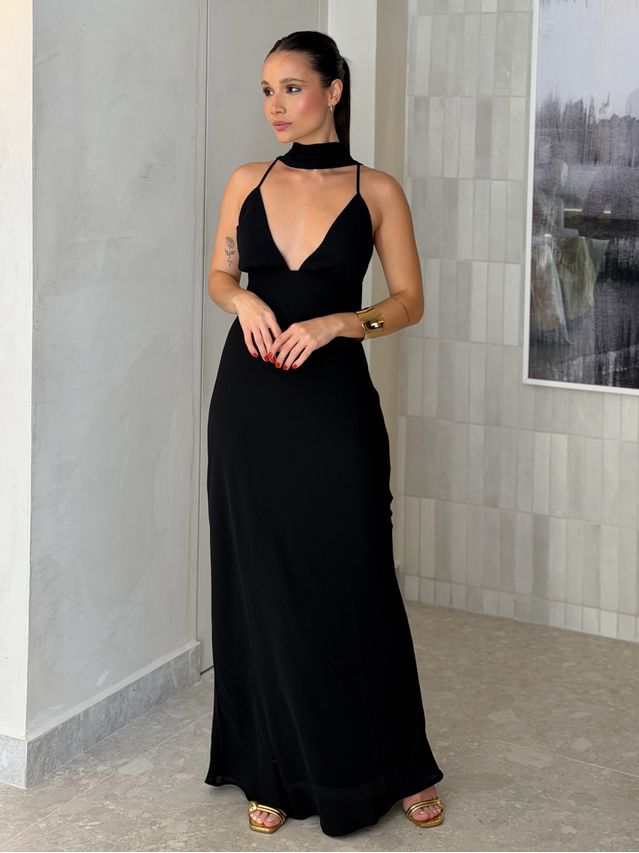 Vestido Midi Fernanda Preto