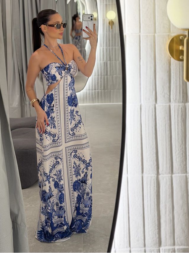 Vestido Estampado Scarlet Azul