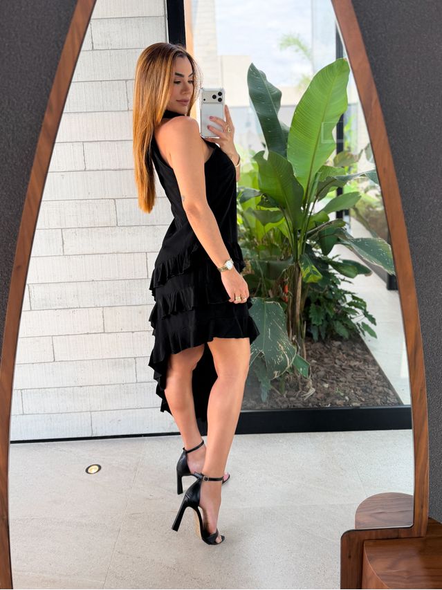 Vestido Gola Alta Anelise Preto