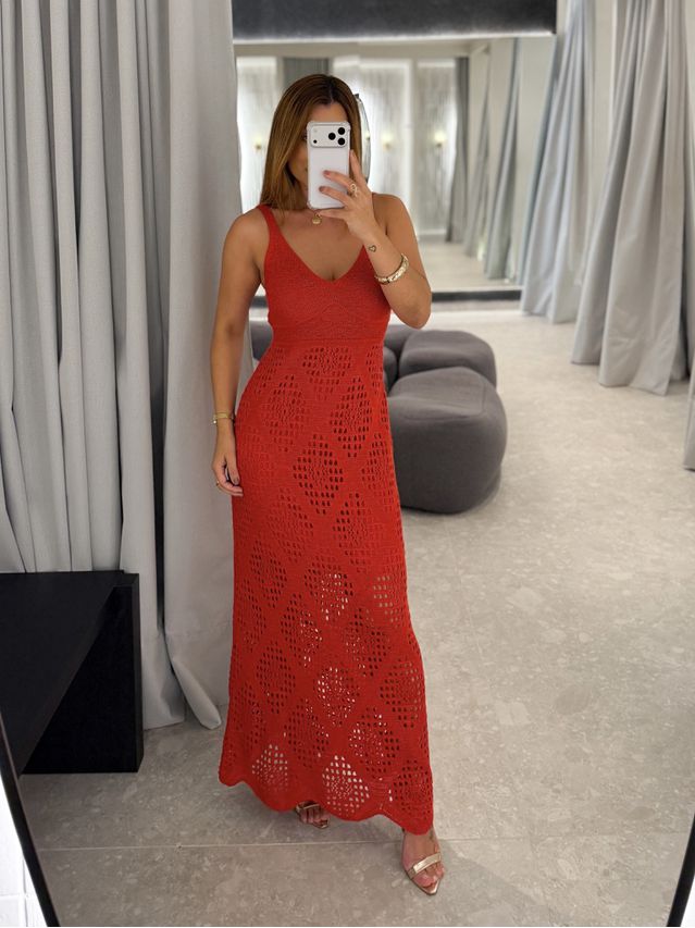 Vestido Tricot Lurex Catarina Vermelho